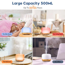 LumiGearProTM 500ML Aroma Diffuser Wood Grain Color, 5V 2A Essential Oil Aromatherapy Diffuser Humidifier with Remote Control  for Home Office